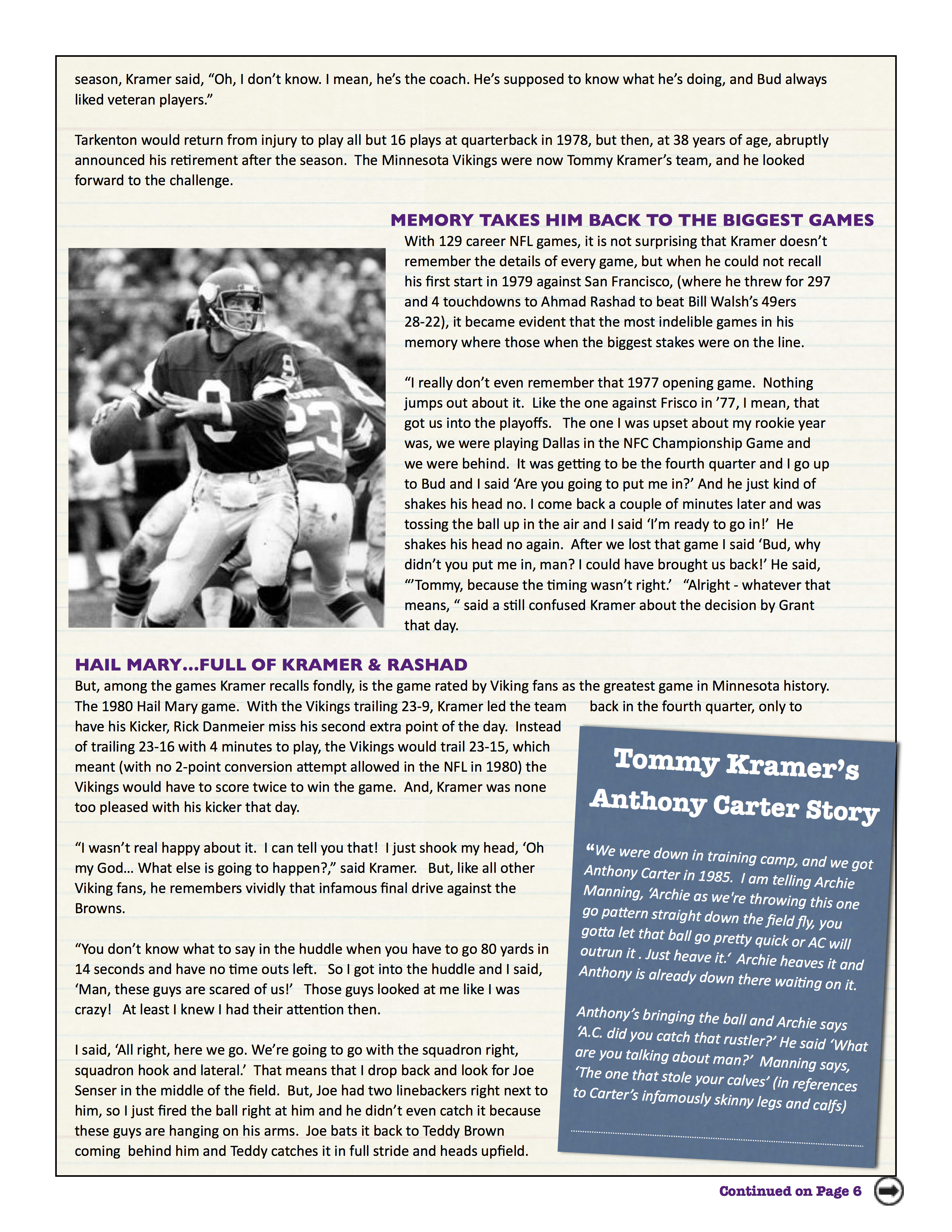 Tommy Kramer Transitions to Day-Maker for Vikings Fans